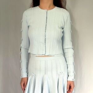 LSF Zoriah Rib Pointelle Knit Cardigan -  Icicle Blue